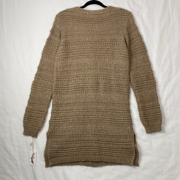 NEW Jessica Simpson Long Cardigan Button Up Sweater Tan Color Size Small - Picture 2 of 10